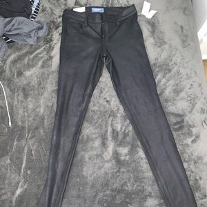 black faux leather looking jeans